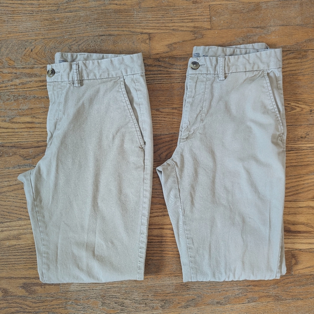 Old Navy Ultimate Straight Built In Flex Chino Khaki Business Casual Pant Bundle